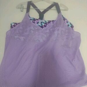 ZeroXposur Size XXL Lavender 4-way Stretch Mesh Layered Tank Performance Top